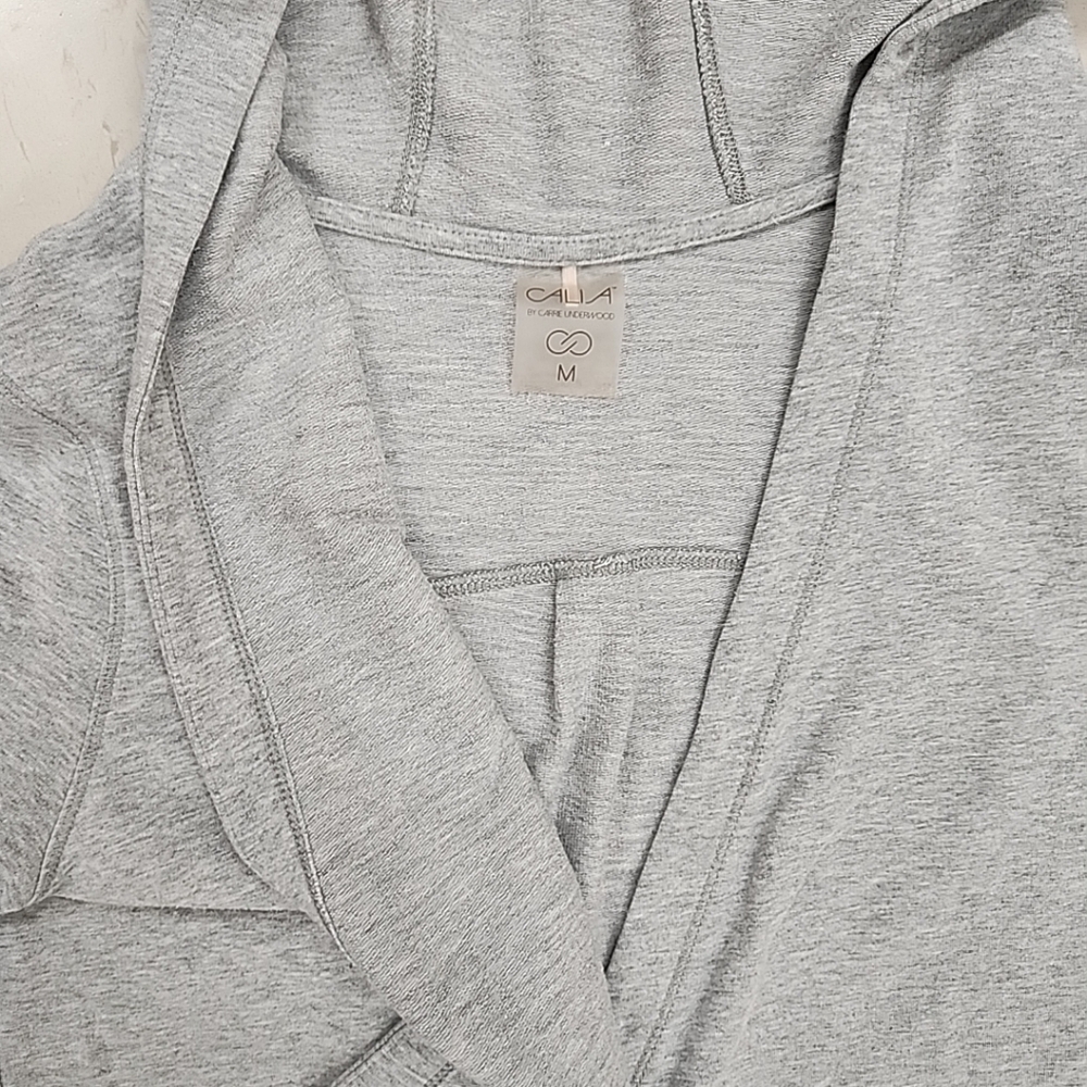 Calia Gray Button Snap V-Neck Hooded Wrap Long-sleeve Stretch Athleisure Medium - Picture 3 of 5